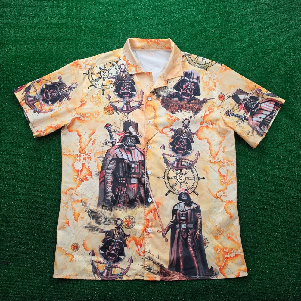 Star Wars Darth Vader Pirate Hawaiian Shirt Mens XL Button Up AOP Beach Aloha